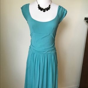Anthropologie Teal Scoop Neck Dress with Pockets